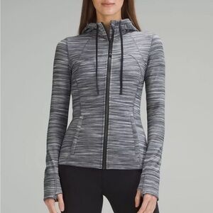 Lululemon hooded define zip up jacket, nulu stripped heather grey